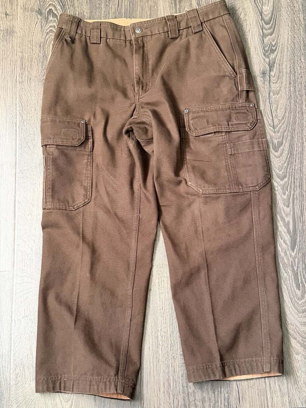 Duluth Trading Co Brown Canvas Cargo Work Pants Men's Size 37x28